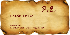 Peták Erika névjegykártya